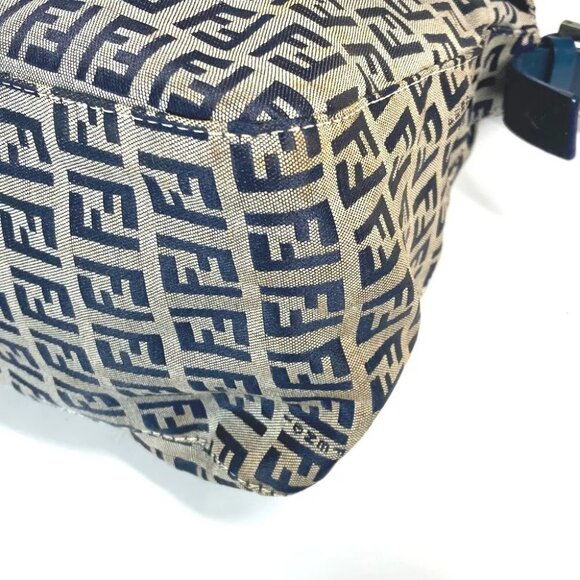 FENDI shoulder bag Mamma Baguette Zucchino Shoulder Bag Canvas/Leather Navy - Picture 7 of 16
